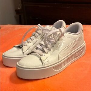 Women's White Platform Puma Sneakers